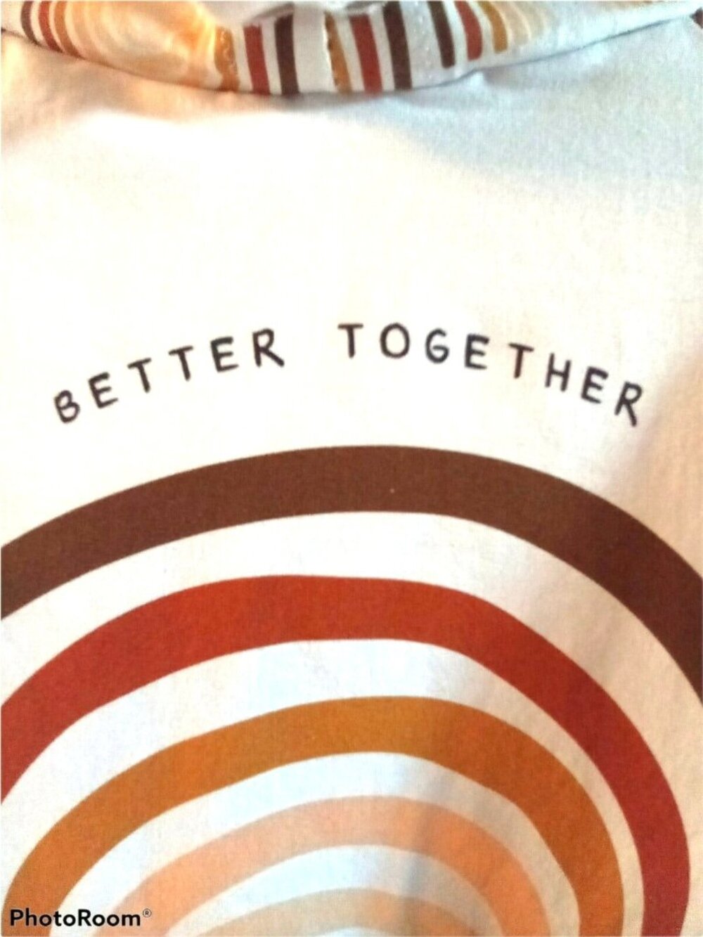 Better Together Sweatshirt Small Cowl Neckline Retro Rainbow Multicolor - Picture 4 of 5